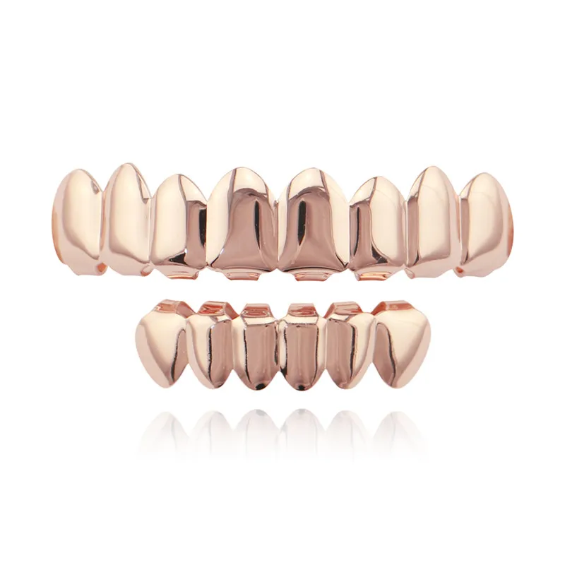 rose gold 1 В Стиле Хип-хоп, золотые зубные грили, верхние и нижние грили, зубные, в стиле панк, зубные шапки, косплей, вечерние, зубные грили, ювелирное изделие, подарок XHYT1001 - Окраска металла: rose gold 1