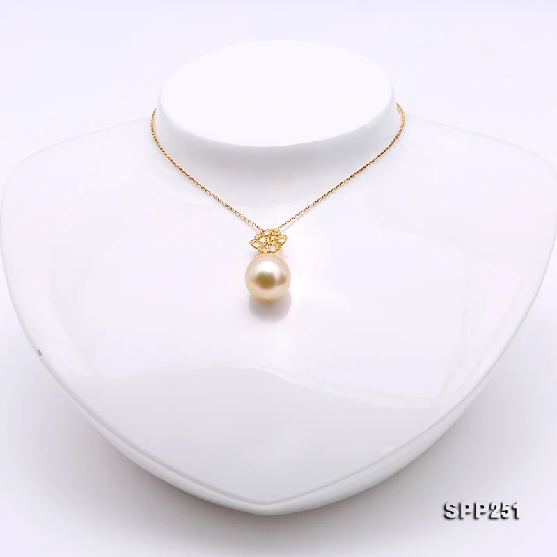 JYX 18 K золотой кулон AAA+ качество 13,5*15,5 мм Овальный Золотой Южно-морской культивированный жемчуг кулон в горошек с бриллиантами ожерелье