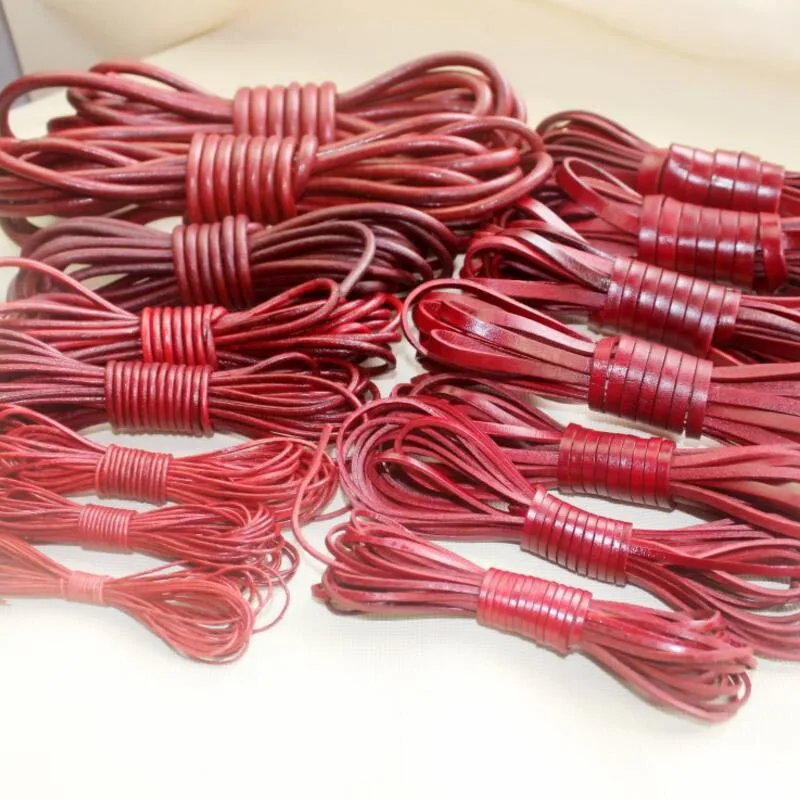 Винтажный Красный браслет из натуральной яловой кожи 2 метра фурнитура для