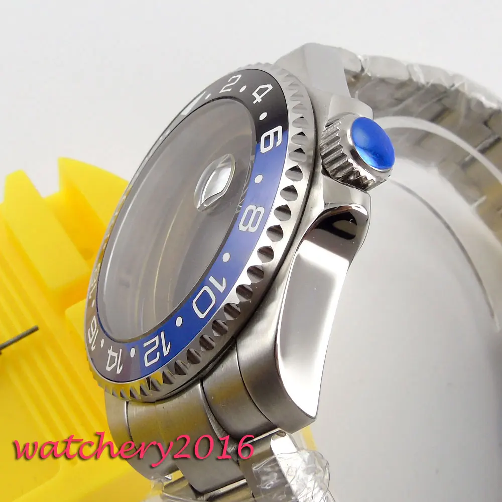 Новый 43 мм черный синий керамический ободок сапфировое стекло fit ETA 821A 2836 механизм