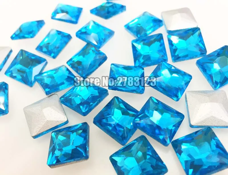 Бесплатная доставка 50 фотоэлементов голубая квадратная форма острые стразы