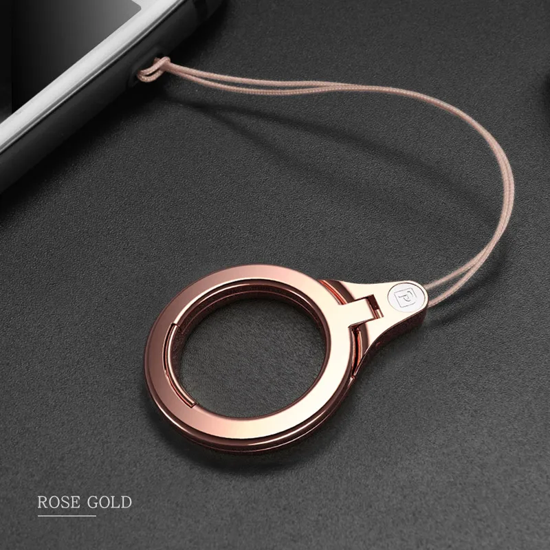 Rose Gold Подвесной чехол с пряжкой и кольцом, простое кольцо, подставка для мобильного телефона, держатель для Xiaomi/huawei/iPhone/всех смартфонов - Цвет: Rose Gold
