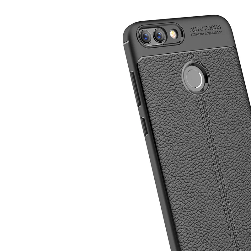 Умный чехол для huawei P силиконовый кожаный с рисунком личи TPU Enjoy 7 s FIG-LX1 Coque etui PSmart |