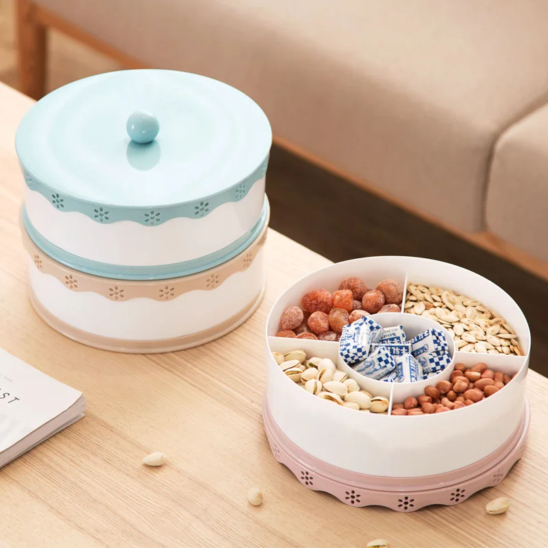 

Party Snacks Serving tray with Lid Multi Sectional Snack Bowls Snack Container Box for Storing Dried Fruits Nuts Candie