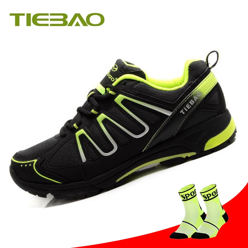 TIEBAO-Zapatillas de ciclismo profesionales para hombre y mujer, zapatos verdes para bicicleta...