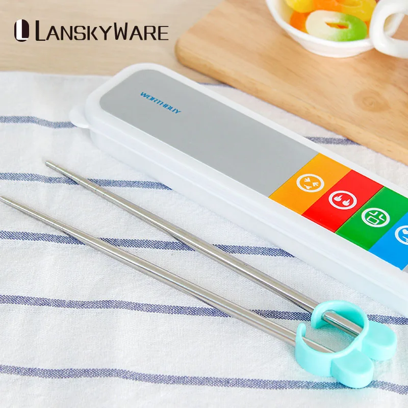 LANSKYWARE креативные 304 из нержавеющей стали учебные палочки для еды Дети обучения