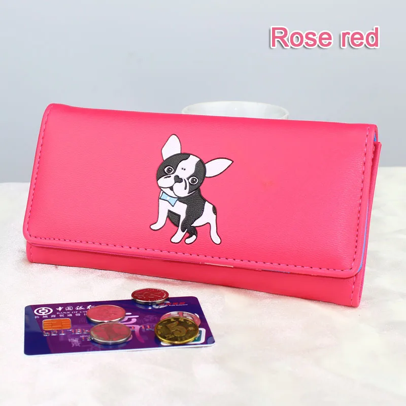rosered BOTUSI, женские кошельки, милая собачка, кошелек для монет, карманы, длинные, короткие, женские кошельки, для девушек, сумки для денег, держатель для карт, сумка, Notecase - Цвет: rosered