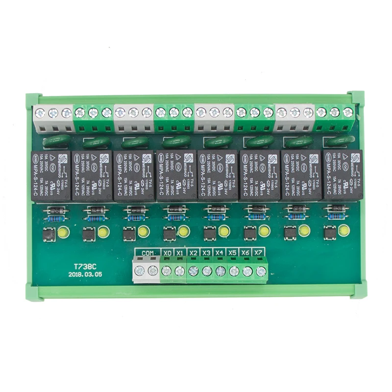 8 канальный интерфейсный релейный модуль T73 12VDC крепление на din рейку|interface relay|8