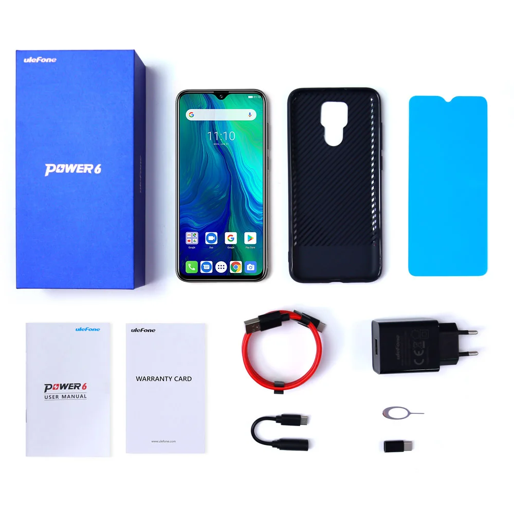 Мобильный телефон Ulefone power 6 4G LTE, Android 9,0, восьмиядерный смартфон MTK6765V с функцией распознавания отпечатков пальцев, 6,3 дюймов, 4 ГБ, 64 ГБ, 5000 мАч, 16 МП