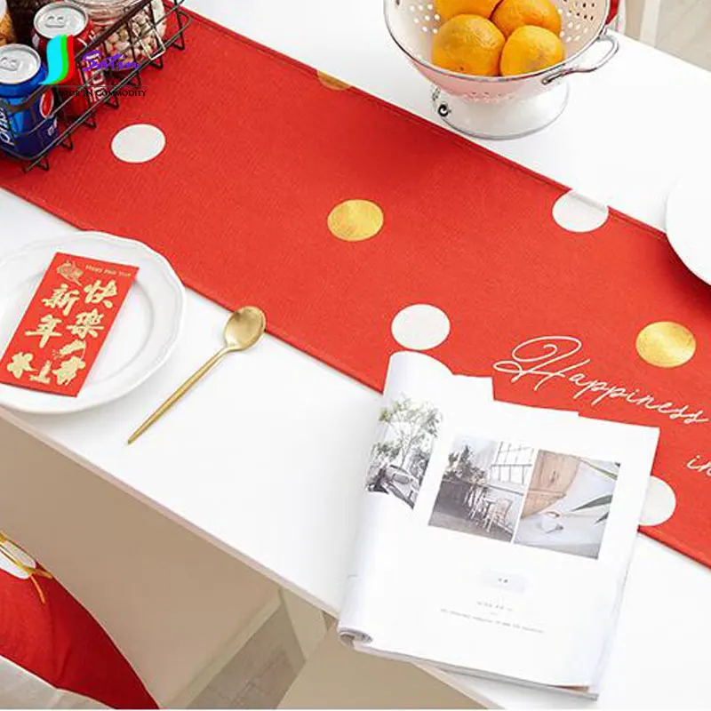 New Year Red Praying Festive Gold Cotton Linen Tablecloth TV Coffee Cover Towel Bed Flag Table S236P | Дом и сад