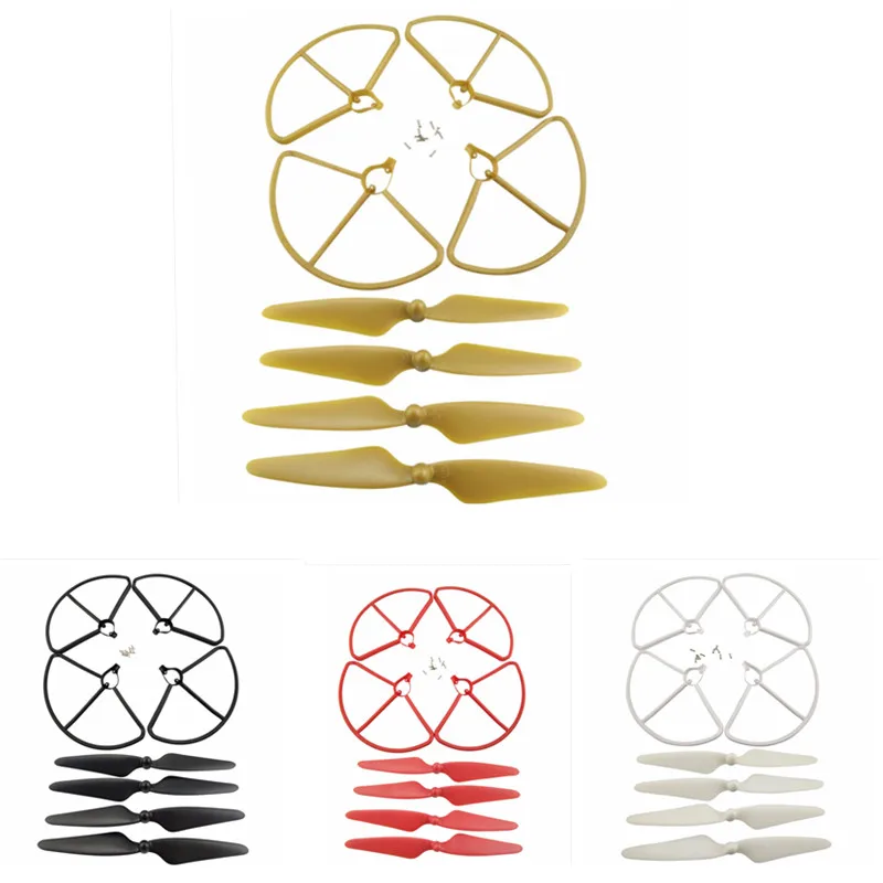 Hubsan H501S 4Pcs CW CCW Propellers Blades With 4Pcs Prop Guards For Airplane Gold Red Black White RC Quadcopter Parts