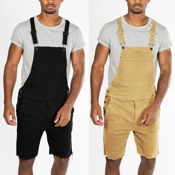 

Fashion Men's Ripped Jeans Jumpsuits High Quality Street Wear Distressed Denim Rompers Overalls For Man Pants Plus Size S-XXXL