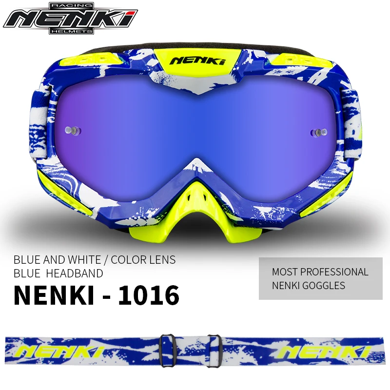 Blue White NENKI очки для мотокросса мото мужские мотоциклетные очки шлем внедорожные очки для мотокросса Dirt Bike ATV MX BMX DH MTB очки - Цвет: Blue White