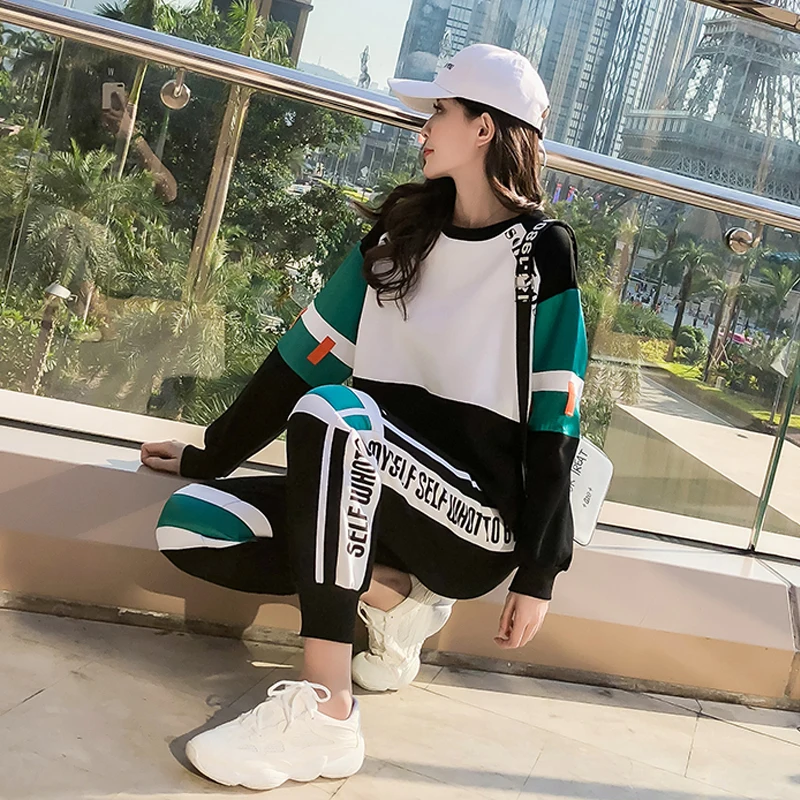 2019 Long sleeve Sweatshirt+pants Autumn Winter tracksuit Women Set outfit fashion 2 two pieces set casual Overalls streetwear | Женская