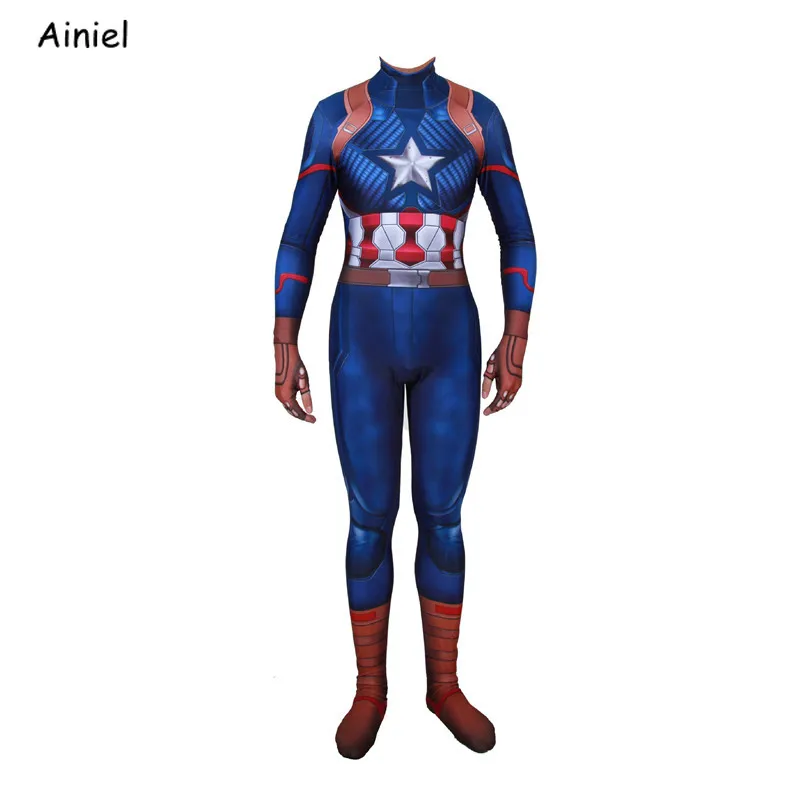 Фильм Костюм Капитана Америка маска супергероя комбинезоны Капитан Маскарадная