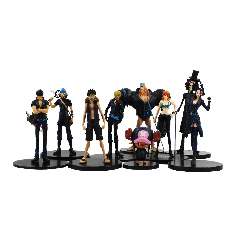 9 шт./лот фигурки Luffy Nami Robin Chopper Zoro Sanji Brook Usopp Franky Film золотые черные модели игрушек |