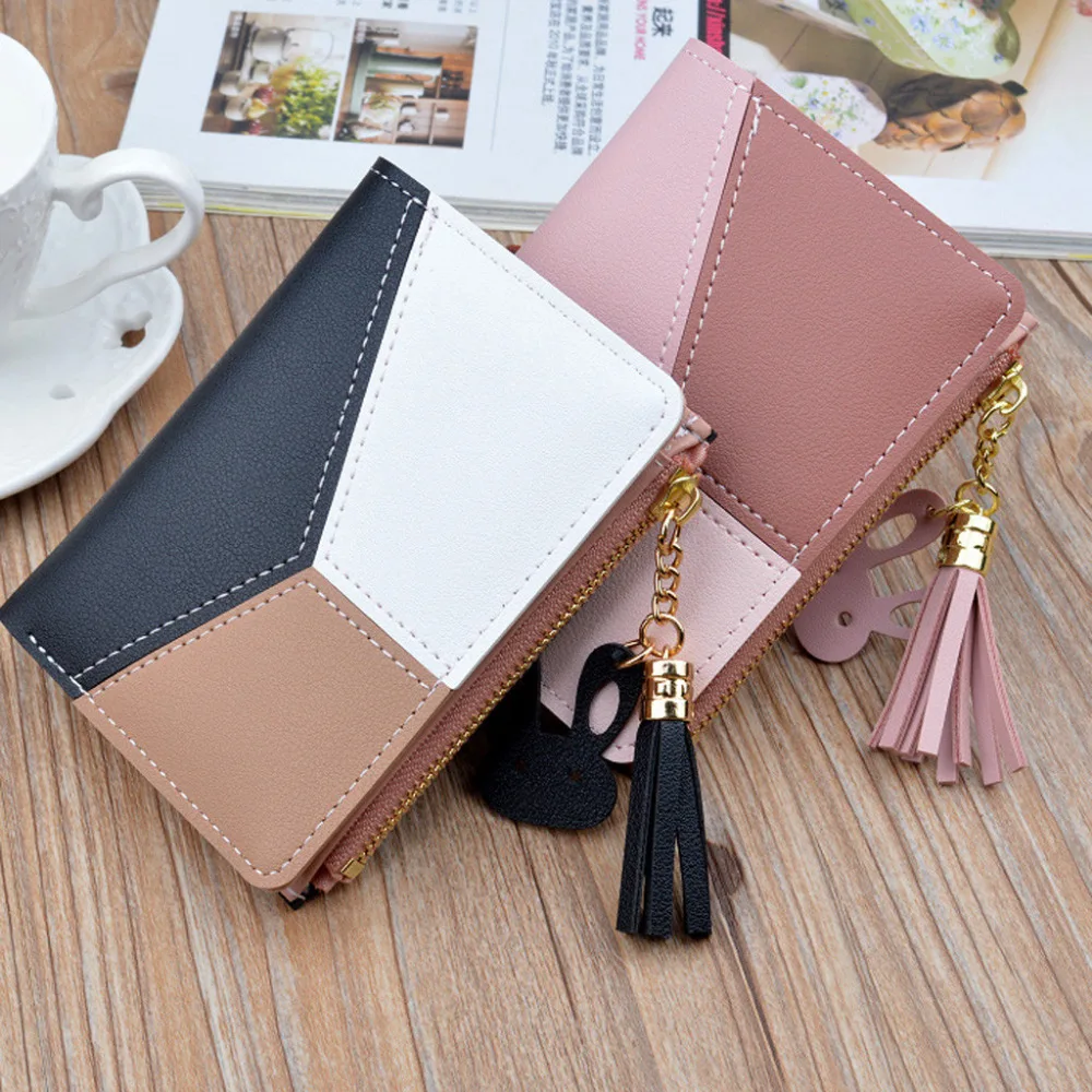 Женские модные кошельки из искусственной кожи, короткий кошелек на молнии, маленький кошелек для монет, кредитный держатель для карт, сумка