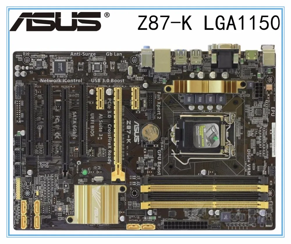 Для рабочего стола материнской платы ноутбука Asus Z87 K разъем LGA 1150 i7 i5 i3 DDR3 32G SATA3 USB3.0