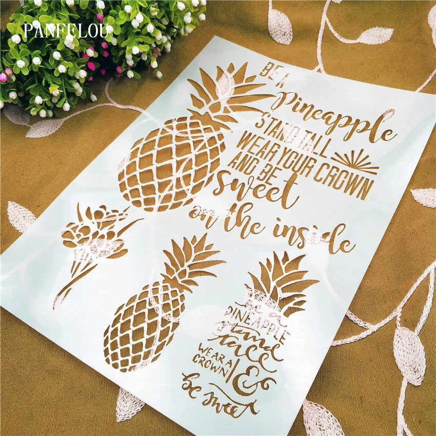 

Pineapple scrapbook stencils spray plastic mold shield DIY cake hollow Embellishment printing lace ruler valentine