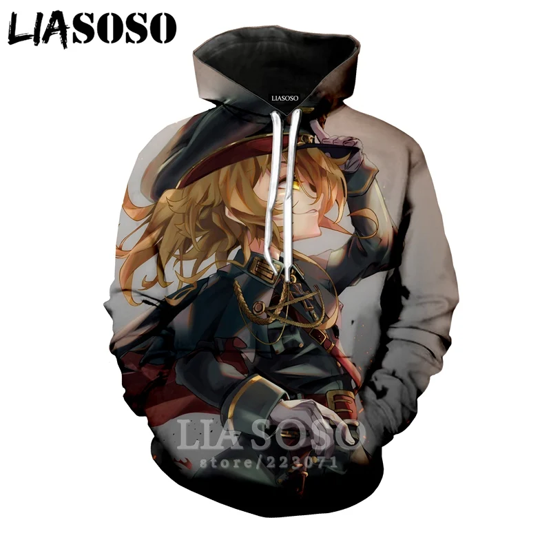 LIASOSO Новинка зимы для мужчин и женщин толстовка с 3D принтом аниме Youjo Senki Saga of Tanya худи Обитель зла Топ пуловер с длинными рукавами B086-9 - Цвет: 6