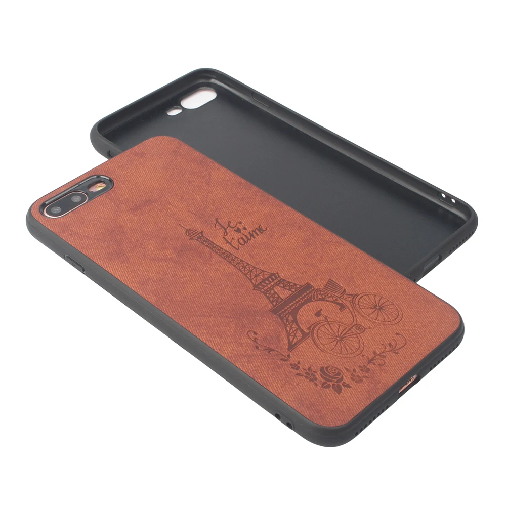 Тканевый рельефный чехол для iPhone 7 8 Plus TPU &amp PC мягкий силиконовый край задняя