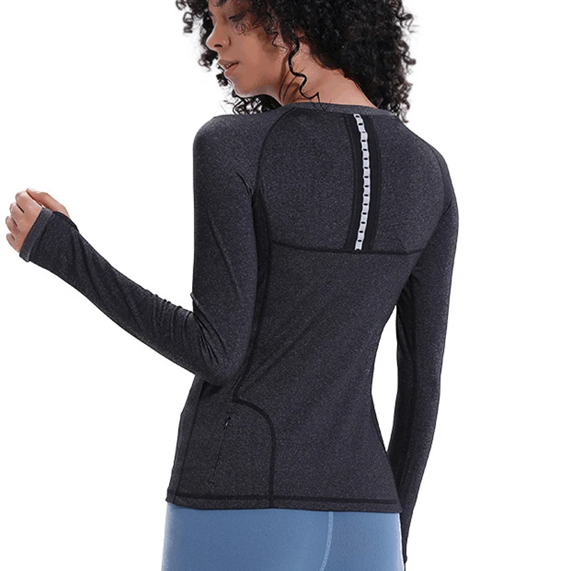 Профессиональный Быстросохнущий женский спортивный Топ Фитнес длинный рукав