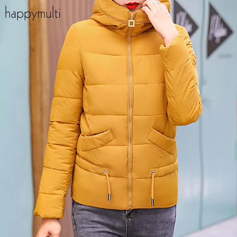Парка для женщин Happymulti повседневное одноцветное цвет с капюшоном тонкий