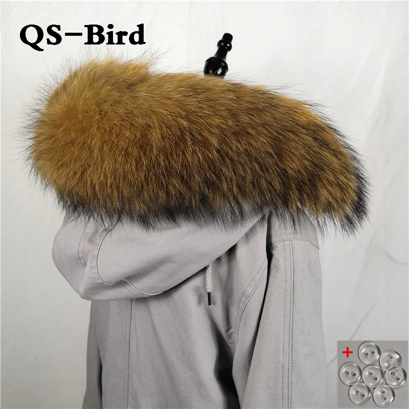 Натуральный мех енота 70 см воротник зимний шарф женщины натуральный шеи cap 100%