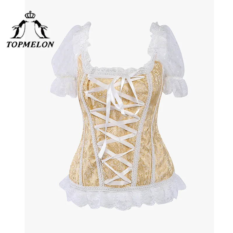 Корсет TOPMELON, бюстье в стиле стимпанк, готический корсетный корсет, Женский корсет для похудения, с открытыми плечами, Цветочный, вечерние, свадебные корсеты, топы
