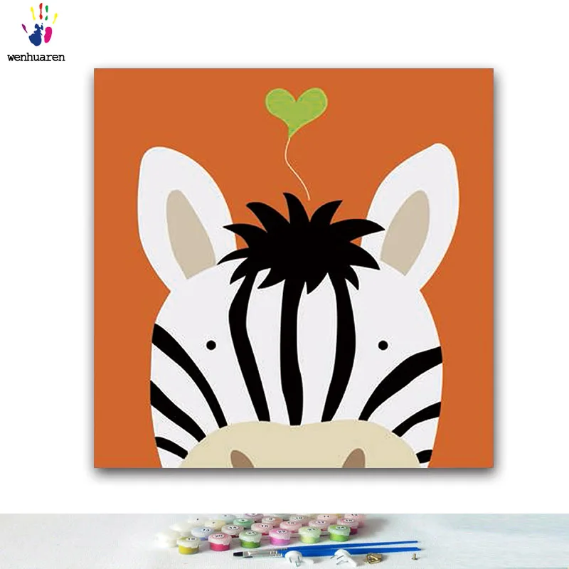 DIY colorings pictures by numbers with colors Simple animal illustration picture drawing painting framed Home | Дом и сад