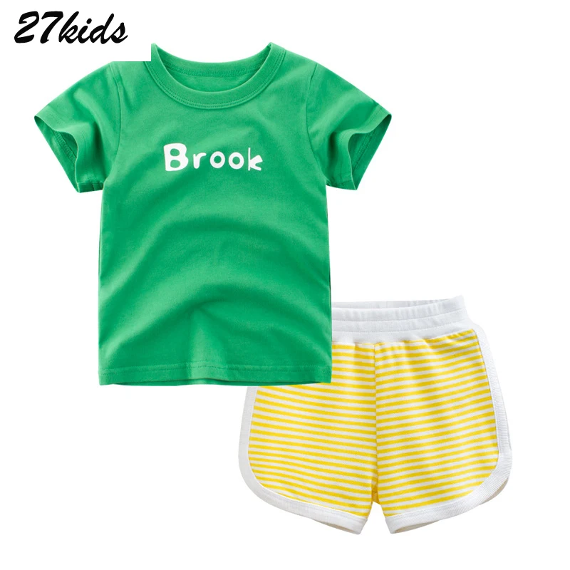 27 kids 9Years 2019 Number Printing Children'S Things For Girls And Boys Summer Suit Boy Sets Striped Pants shirts Baby | Детская
