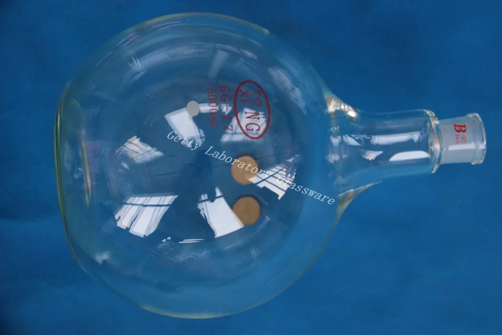 5л (5000 мл) плоская Нижняя колба одинарная шея тяжелая стена 24/29 суставов |