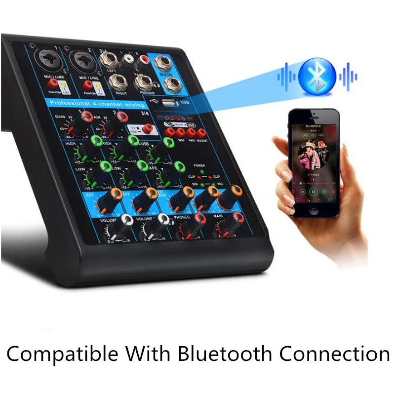 Finlemho DJ микшер аудио Bluetooth USB консоль K4 Профессиональный усилитель мощности сабвуфер динамик линейный массив 48 В фантомное питание