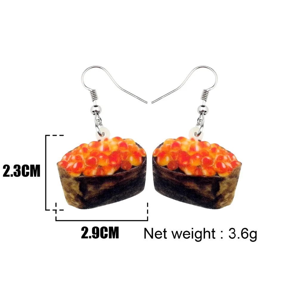 Bonsny акриловые японские Roe суши еда серьги-подвески в форме капли уникальные