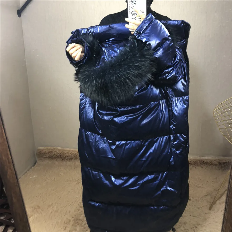 Tcyeek, зимние куртки для женщин, 90% белый утиный пух, светильник, парки+ Большие меховые пальто с капюшоном, длинный пуховик, теплая Повседневная плотная верхняя одежда, LW1005