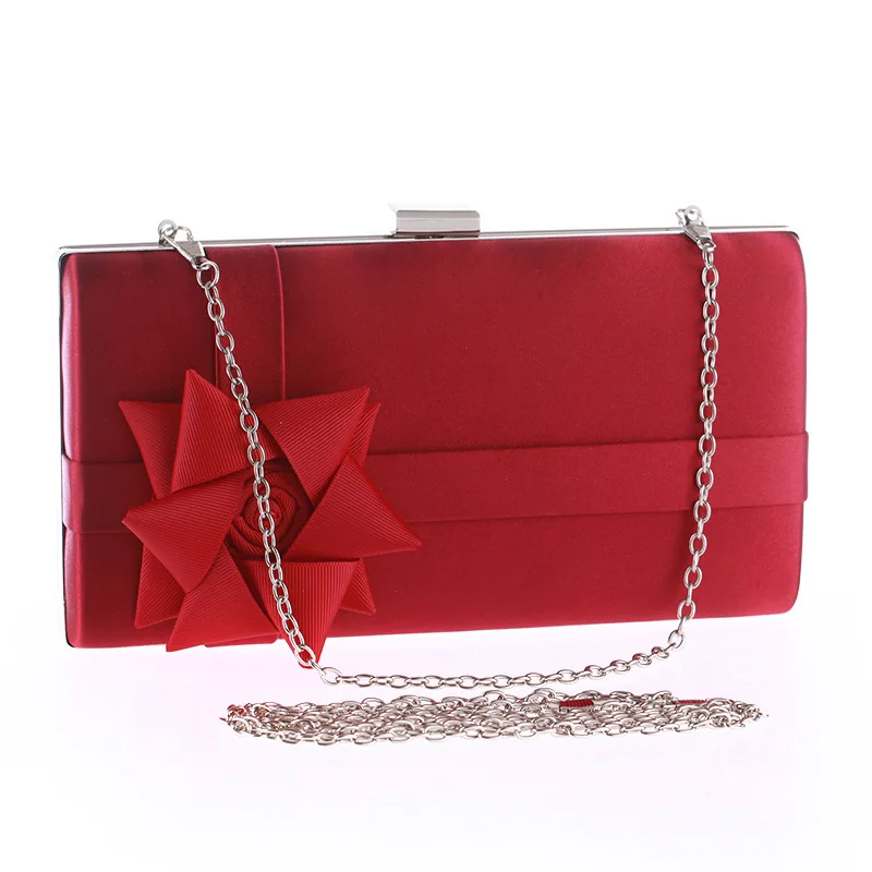 Модная красная женская сумка атласный клатч на плечо Свадебная вечерняя для