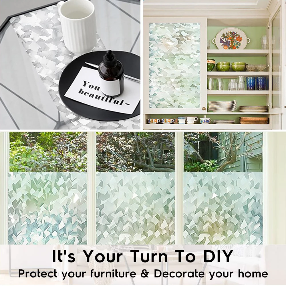 Funlife 3D Crystal Icicles Effect No Glue Static Cling Glass Window Films Bathroom Front Doors Window Covering Vinyl Sticker