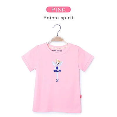 Pink-pointe Мягкие футболки с принтом для балета и танцев для девочек; летние детские однотонные футболки для танцев; одежда с короткими рукавами для занятий танцами - Цвет: Pink-pointe