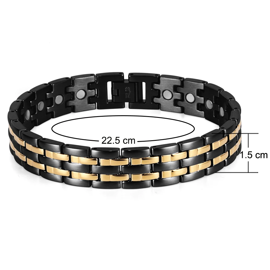 Магнитный браслет Rainso для здоровья мужской браслет-цепочка с черным покрытием