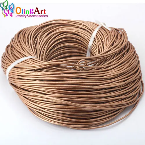 OlingArt 2mm 100Yard/Lot Craft Pearl Color Round Leather Cord Golden Silver DIY necklace Bracelet earrings jewelry making - Цвет: 005 100yard