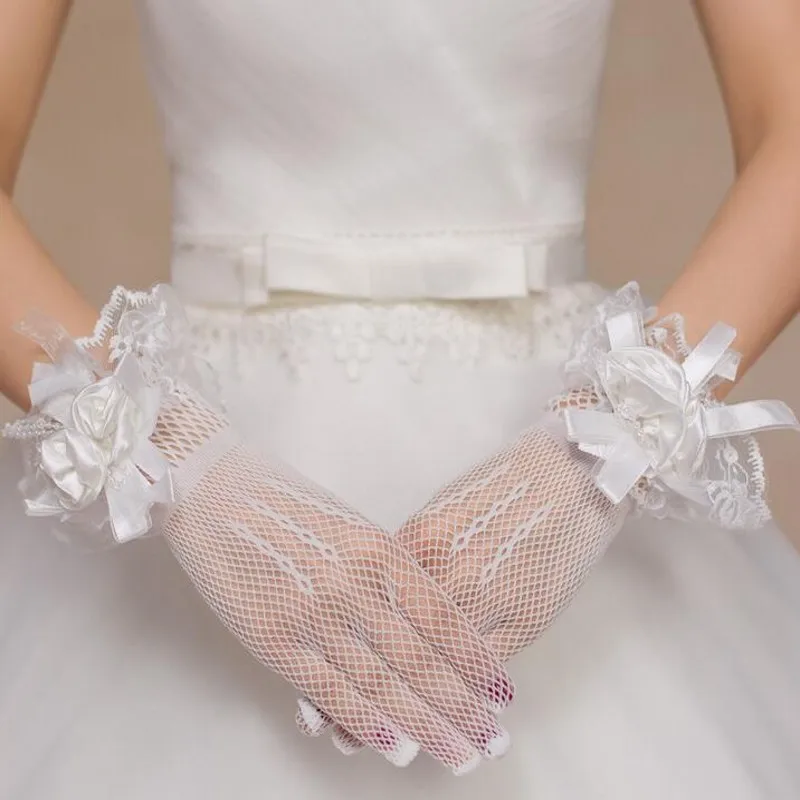 Винтажные Короткие Свадебные перчатки красного цвета и слоновой кости длина до