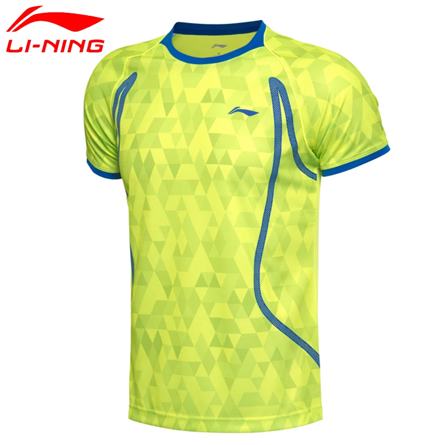 Li-Ning мужские рубашки для сухого бадминтона дышащие легкие футболки соревнований