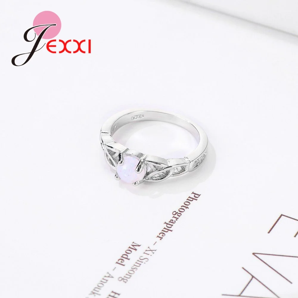Geometry Round Cut Rainbow Opal Pure 925 Sterling Silver Women Band Rings Vintage Wedding Jewelry Accessories Wholesale | Украшения и