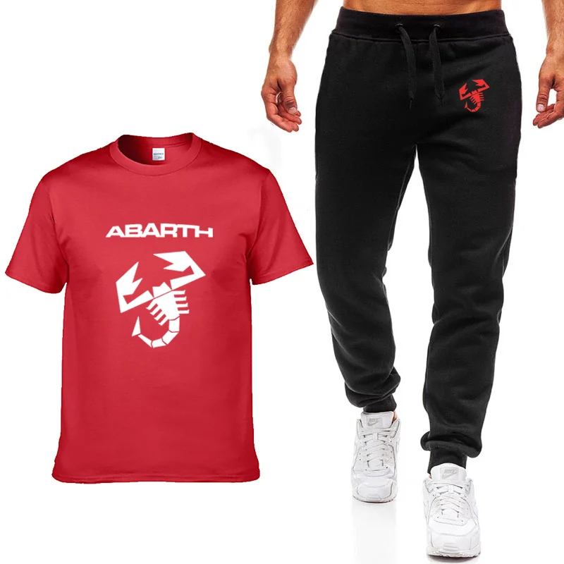 Модные летние мужские футболки автомобиль ABARTH логотип печать хип-хоп Повседневная хлопковая футболка с коротким рукавом высокого качества брюки костюм мужская одежда