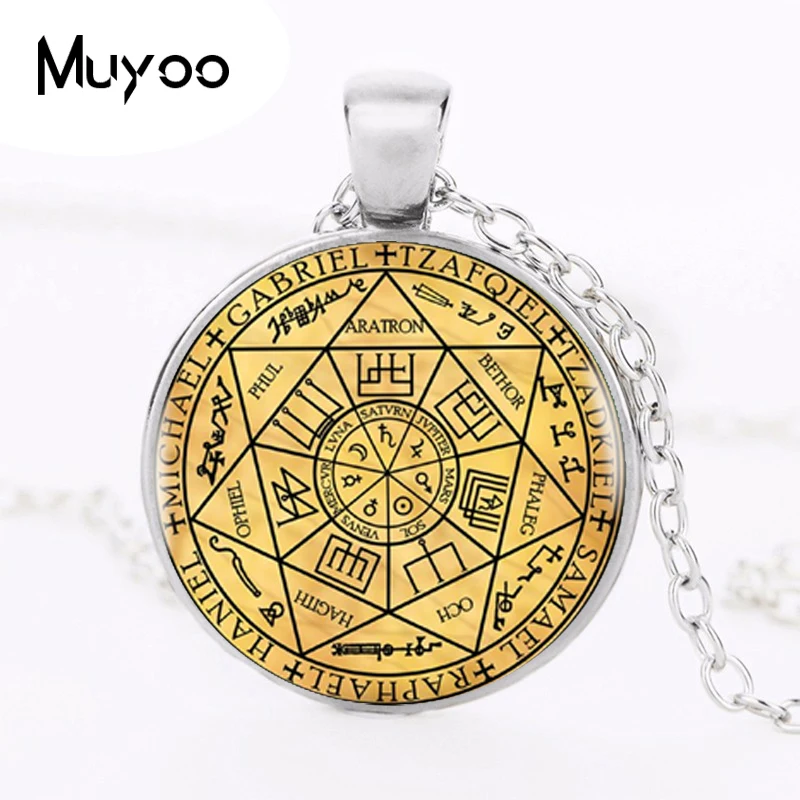 2017 Seals Of The Seven Archangels Pendant Choker Statement Round Necklace For Women Dress Accessories Glass Photo Jewerly HZ1