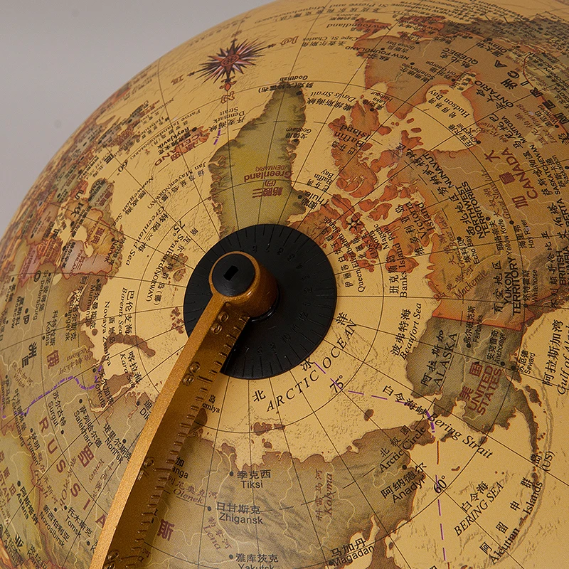 9Inch Antique Globe Table Lamp Desktop Decor Study Teaching Earth World Map Light Kids Room Geography Gifts Wood Base | Освещение