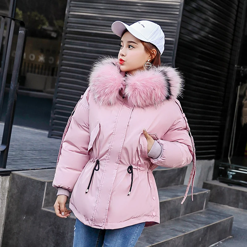 2019 Новая модная короткая зимняя куртка женская с капюшоном Женская свободная
