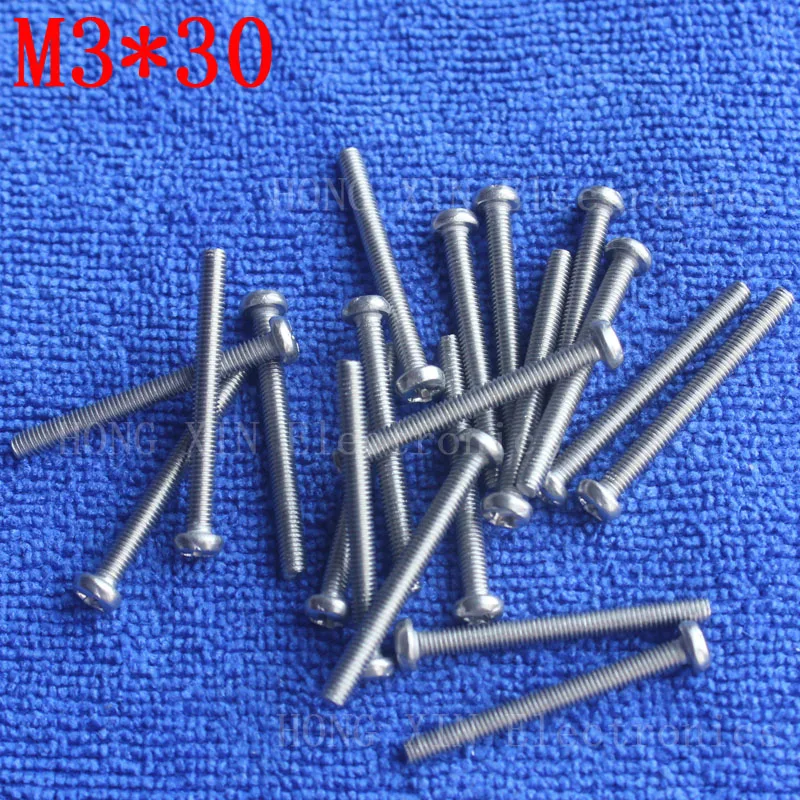 

M3 * 30 1 шт. 304 винт из нержавеющей стали 30 мм круглая головка шурупы Phillips крестовина резьба Болт Новый Высококачественный крепеж инструменты
