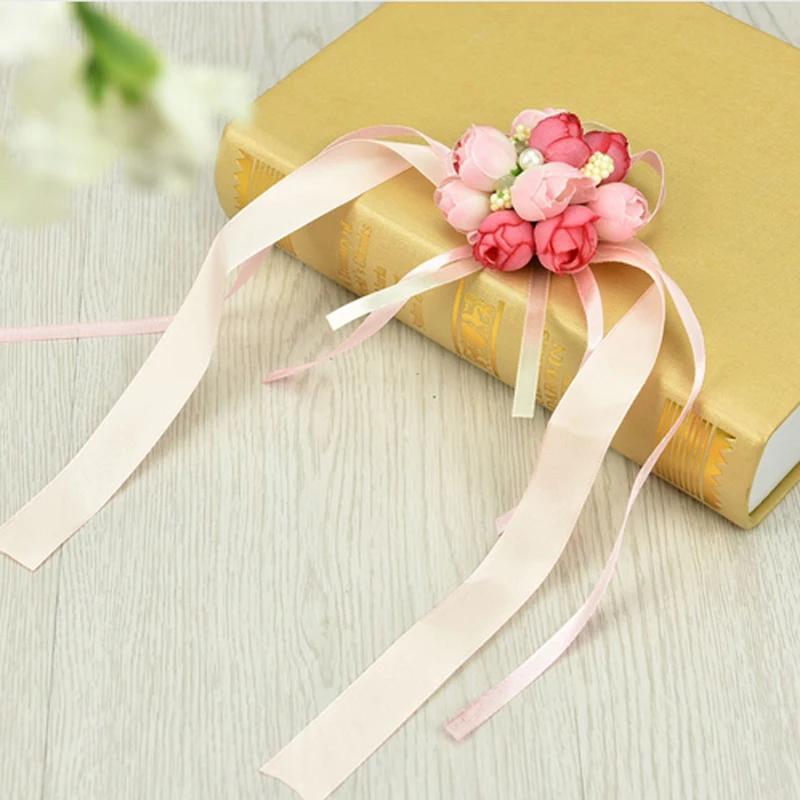 5 видов цветов на запястье цветы жемчужные шелковые розы ленты искусственный