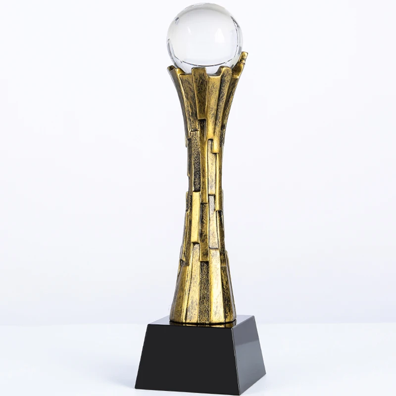 RTAT0031 Customized New Design Glorious Clear Crystal Ball Enterprise Club Business Resin Coppery Trophy Cup Souvenir Gift |